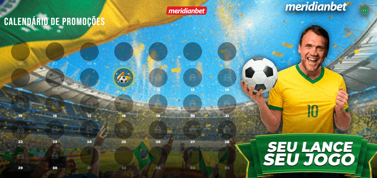 Meridianbet — Seu lance, seu jogo. Calendário de promoções.
